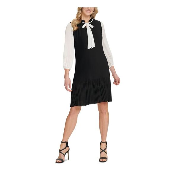 Dkny Womens 3 4 Sleeve Above The Knee Sheath Formal Dress Black Size 8 main image 1